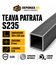 Teava patrata 100 x 100 x 8 mm, 6 metri